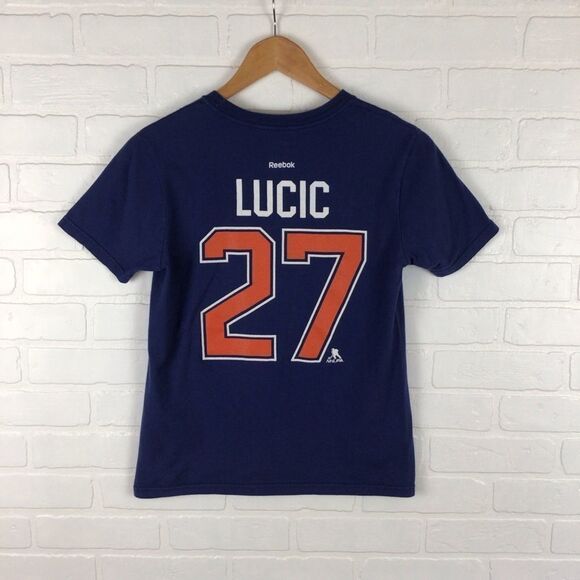 KIDS Reebok Oilers Lucic hockey team  coton t-shirt medium for kid - Picture 1 of 3